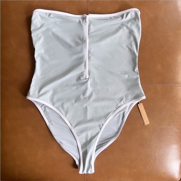 NWT SKIMS Pacific Blue Sporty Zipper Strapless One Piece Bathing Suit Size 2X - Picture 5 of 13